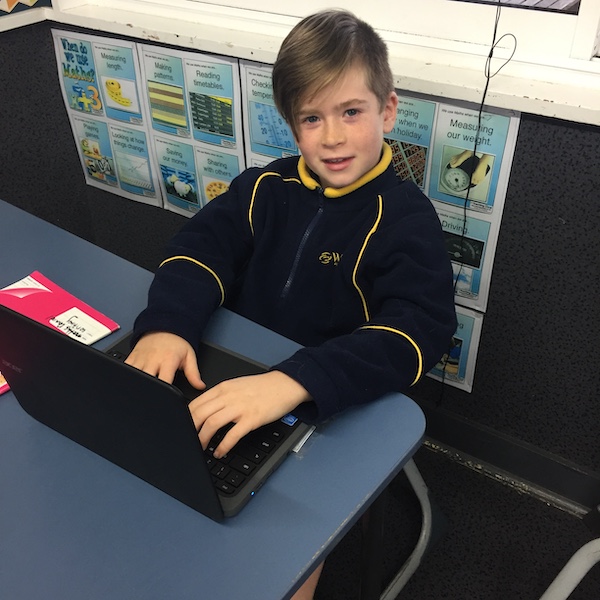 Daniel enjoyed publishing his Hello Gooodbye poem on his new Chromebook